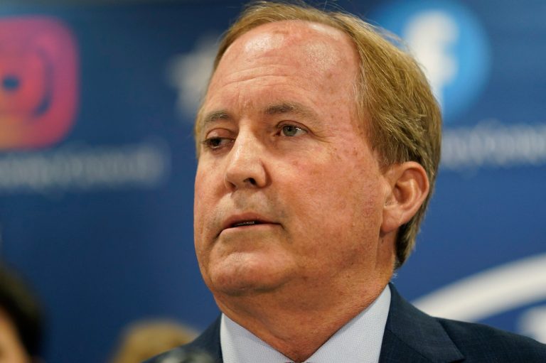 Texas Attorney General Ken Paxton makes a statement at his office, May 26, 2023, in Austin, Texas. 