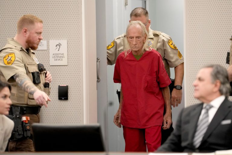Joseph Czuba, 71, is led into a Will County, Illinois, courtroom for his arraignment in the murder of 6-year-old Wadea al Fayoume at the county courthouse on Oct. 30, 2023, in Joliet, Illinois.