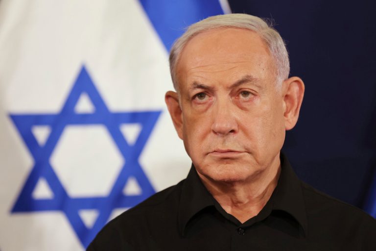 FILE - Israeli Prime Minister Benjamin Netanyahu attends a press conference with Defense Minister Yoav Gallant and Cabinet Minister Benny Gantz in the Kirya military base in Tel Aviv, Israel, Saturday, Oct. 28, 2023. 