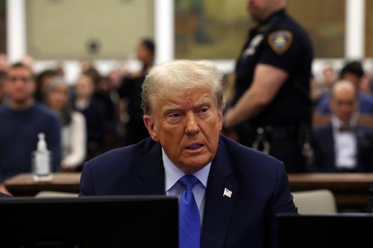 Former President Donald Trump waits to take the witness stand during his civil fraud trial at New York Supreme Court, Monday, Nov. 6, 2023, in New York.