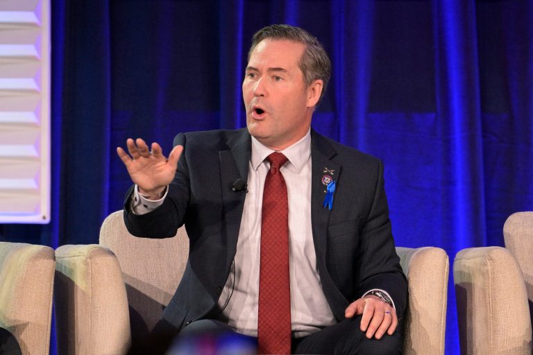 Rep. Mike Waltz (R-FL) participates in a discussion about Israel at the Republican Party of Florida Freedom Summit, Saturday, Nov. 4, 2023.
