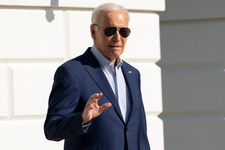 President Joe Biden walks out of the White House to board Marine One on the South Lawn in Washington, Thursday, Nov. 9, 2023, for a short trip to Andrews Air Force Base, Maryland, and then on to Illinois.