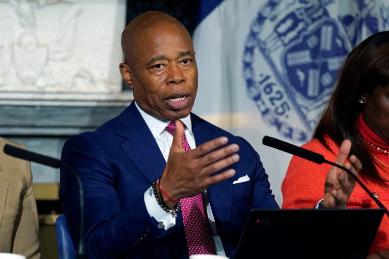 New York Mayor Eric Adams responds to questions during a news conference Tuesday, Nov. 14, 2023, at New York City Hall. Adams deflected more questions Tuesday about an FBI investigation into his 2021 campaign but defended his ethics and laughed off a question about whether he expected to be indicted.