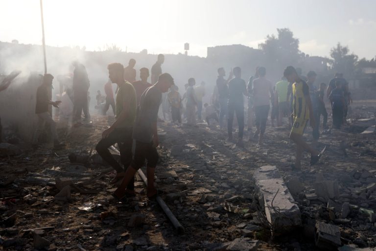 Palestinians inspect the damage of a destroyed mosque following an Israeli airstrike in Khan Younis refugee camp, southern Gaza Strip on Nov. 8, 2023. Entire generations of Palestinian families in the besieged Gaza Strip have been killed in airstrikes in the Hamas-Israel war. They include infants to elderly grandparents, killed in attacks the Israeli army says aim to root out the militant group from the densely populated coastal territory.