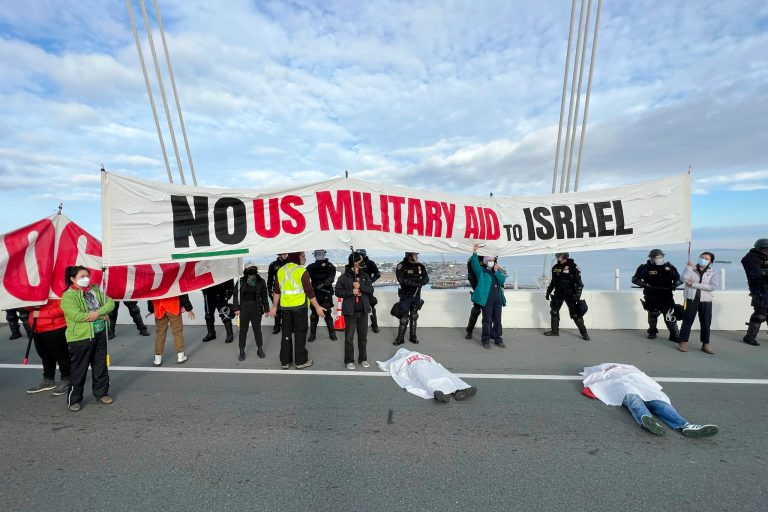 Demonstrators shut down the San Francisco Oakland Bay Bridge in conjunction with the APEC Summit taking place Thursday.
