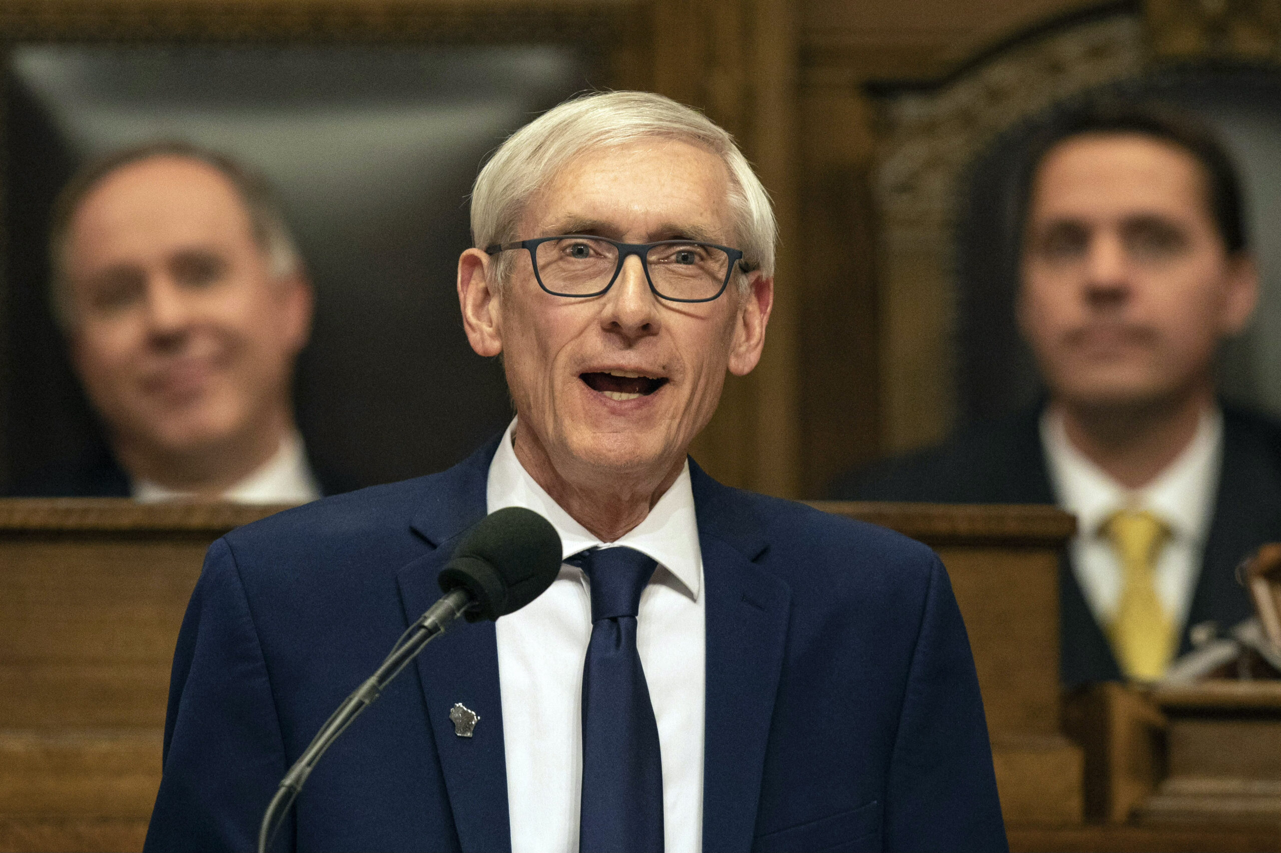 Wisconsin Gov. Tony Evers condemns neo-Nazis as they surround capitol