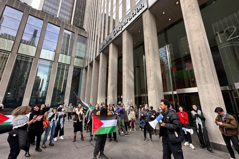 Hundreds of pro-Palestinian protesters converge in NYC on Christmas