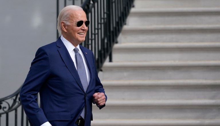 President Joe Biden walks out of the White House in Washington to pardon the national Thanksgiving turkey during a ceremony, Monday, Nov. 20, 2023.