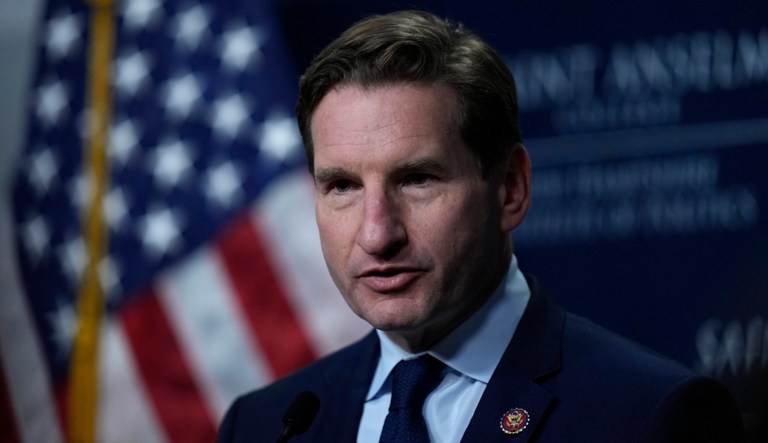 Democratic presidential candidate Rep. Dean Phillips (D-MN) during a campaign stop, Tuesday, Oct. 31, 2023, in Manchester, New Hampshire.