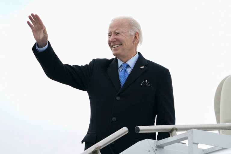 President Joe Biden waves before boarding Air Force One, Sunday, Nov. 26, 2023, at Nantucket Memorial Airport in Nantucket, Massachusetts. Biden is returning to Washington after spending the Thanksgiving Day holiday in Nantucket with family.