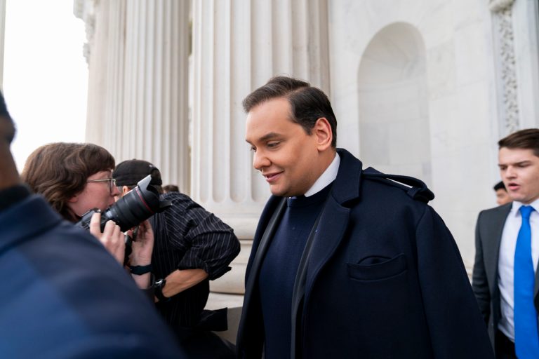 Rep. George Santos (R-NY) leaves the Capitol after being expelled from the House of Representatives on Friday, Dec. 1, 2023, in Washington. The House has voted to expel Santos following a critical ethics report on his conduct that included converting campaign donations for his own use, making him just the sixth member in the chamberâs history to be ousted by his colleagues.