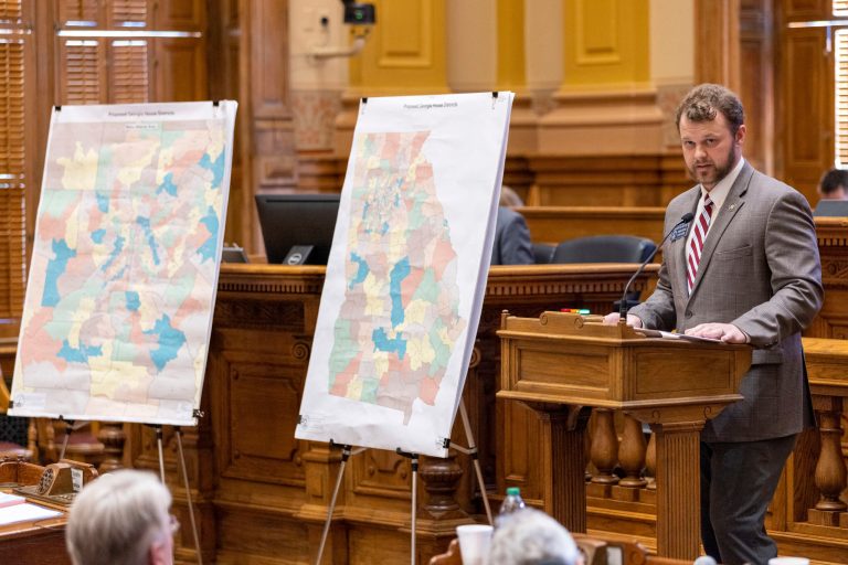 State Sen. Bo Hatchett speaks regarding redistricting bill HB 1EX during the special legislative session on Tuesday, Dec. 5, 2023, at the Capitol in Atlanta.