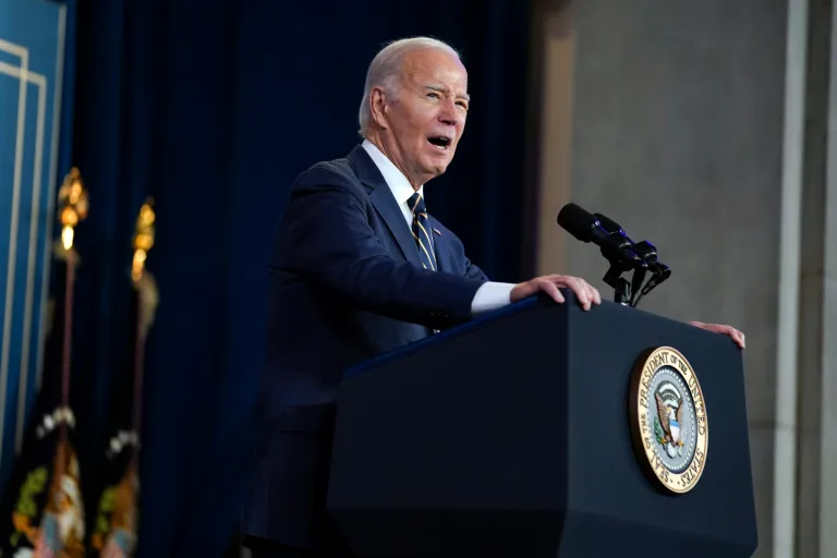 President Joe Biden speaks at the White House Tribal Nations Summit at the Department of the Interior, Wednesday, Dec. 6, 2023, in Washington. 