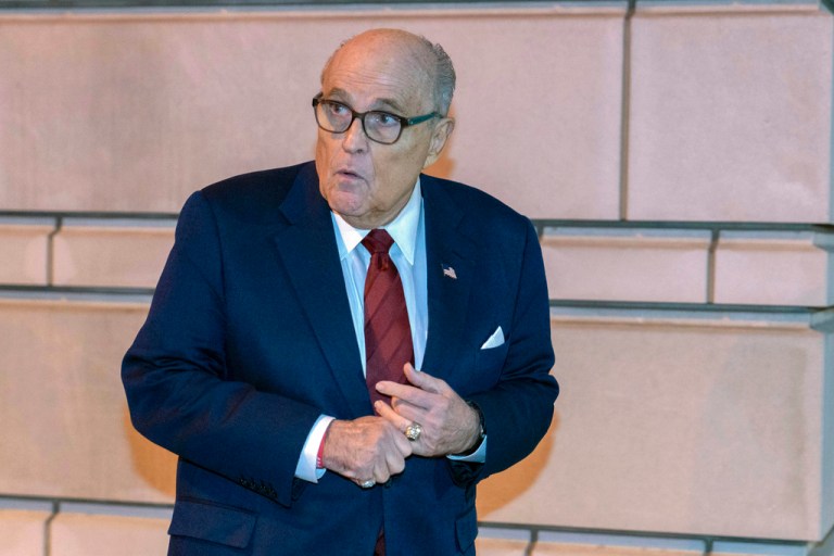Former Mayor of New York Rudy Giuliani leaves the federal courthouse in Washington, Monday, Dec. 11, 2023. 