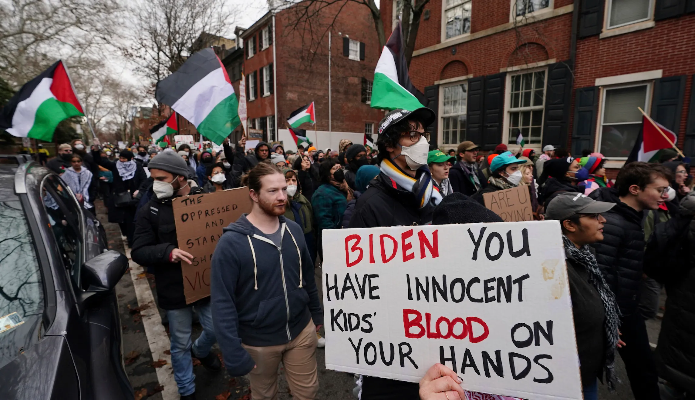 Biden and Harris followed by calls for ceasefire and pro-Palestinian protests
