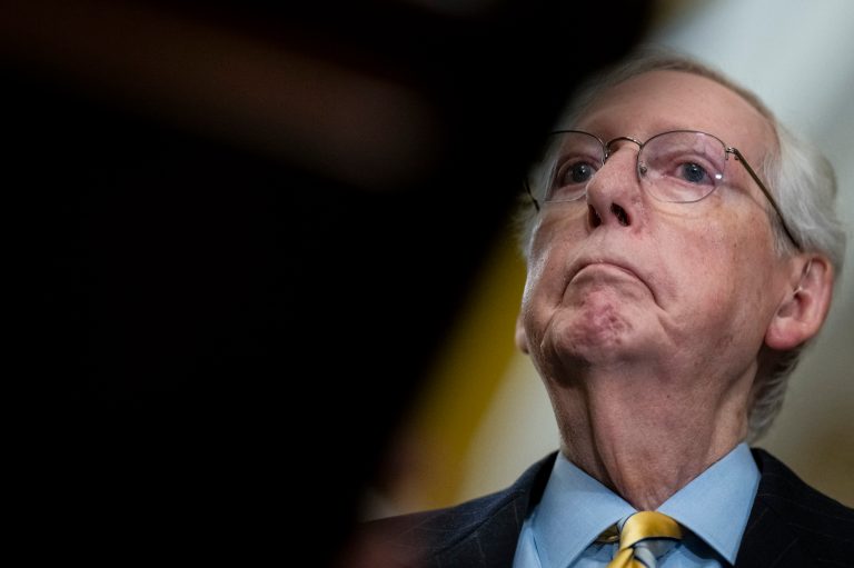 Senate Minority Leader Mitch McConnell (R-KY) during the weekly Senate Republican Leadership press conference on Tuesday, December 12, 2023, at the U.S. Capitol in Washington, D.C.