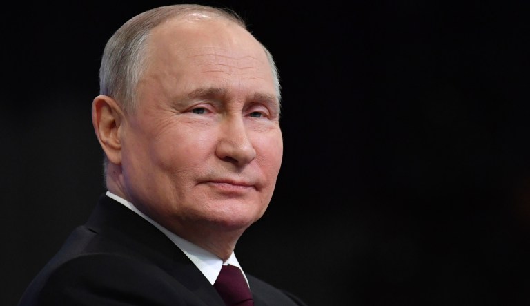 Russian President Vladimir Putin attends his annual news conference in Moscow, Russia, Thursday, Dec. 14, 2023.