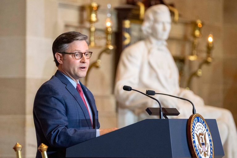 House Speaker Mike Johnson (R-LA) speaks at the Capitol, Wednesday, Dec. 13, 2023, in Washington.