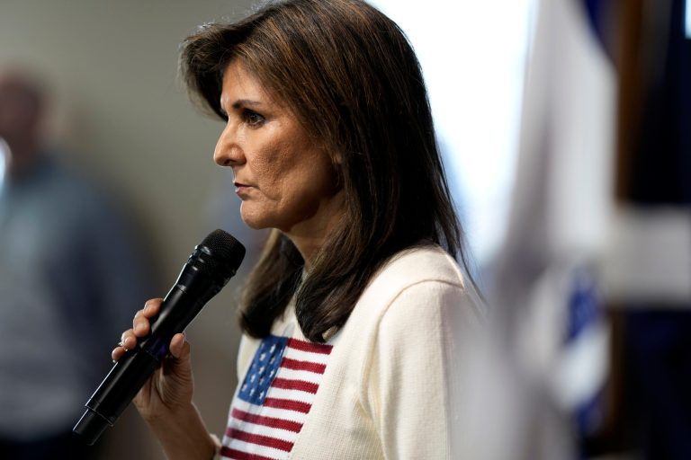 Republican presidential candidate Nikki Haley speaks during a town hall, Monday, Dec. 18, 2023, in Nevada, Iowa.