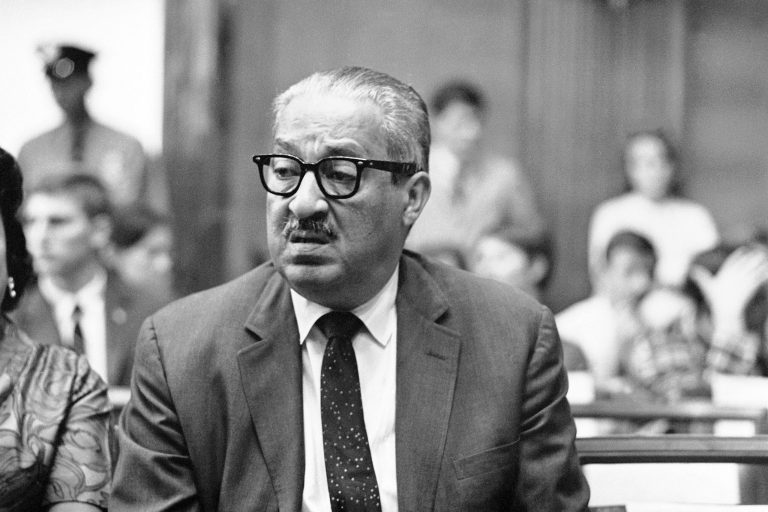 Thurgood Marshall, solicitor general of the U.S., is seen at a Senate hearing on his fitness to be appointed to the U.S. Supreme Court, July 19, 1967, in Washington. (AP Photo/John Rous)