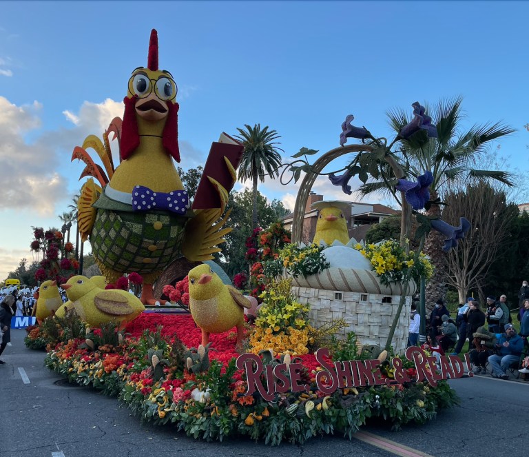 The float designed by Fiesta Parade Floats for The UPS Store won the Sweepstakes Trophy, the Rose Parade's top prize for the most beautiful entry.