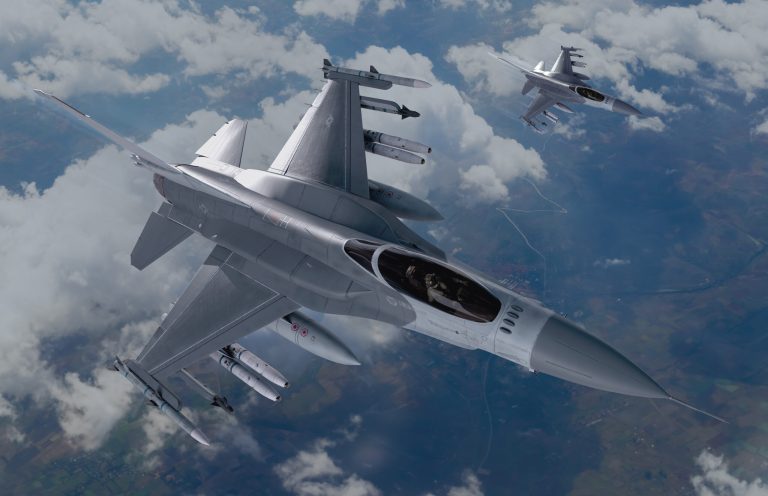 The VISTA X-62 is a modified F-16D autonomous training aircraft, with the capability to fly piloted by artificial intelligence. Visually, it is identical to the F-16 pictured here, aside from a different white, black, and orange paint scheme (Business Wire).