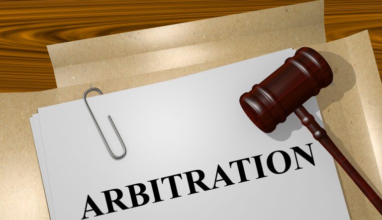 Render illustration of Arbitration title on Legal Documents 