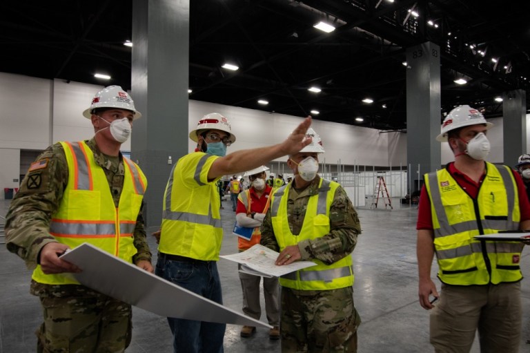 Army Corps of Engineers hospital build-outs slow as coronavirus infection curve elongates