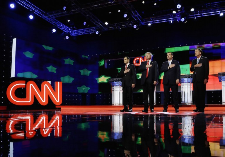 Notably, Cruz, Rubio and Trump did not argue except that Trump is unfit for the presidency. (AP Photo/Alan Diaz)