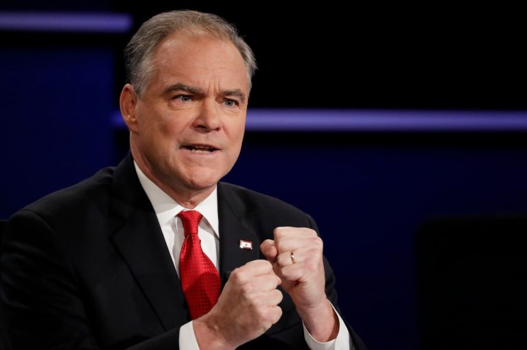 Tim Kaine continuously interrupted Mike Pence (and to be fair, Pence interrupted Kaine, but not as often) throughout the debate, just as Donald Trump interrupted Hillary Clinton during their first debate. (AP Photo)