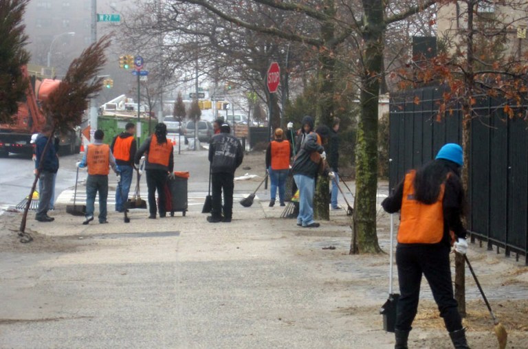   In this Dec. 10, 2012 photo provided by the Manhattan District Attorneyâs Office, some minor offenders put in their court ordered community service by helping with the Superstorm Sandy relief effort on Coney Island in the Brooklyn borough of New York. Offenders were brought from the court to the Coney Island neighborhood in vans provided by the Center for Court Innovation, an independent criminal justice research, development and innovation organization. (AP Photo/Manhattan District Attorneyâs Office)  