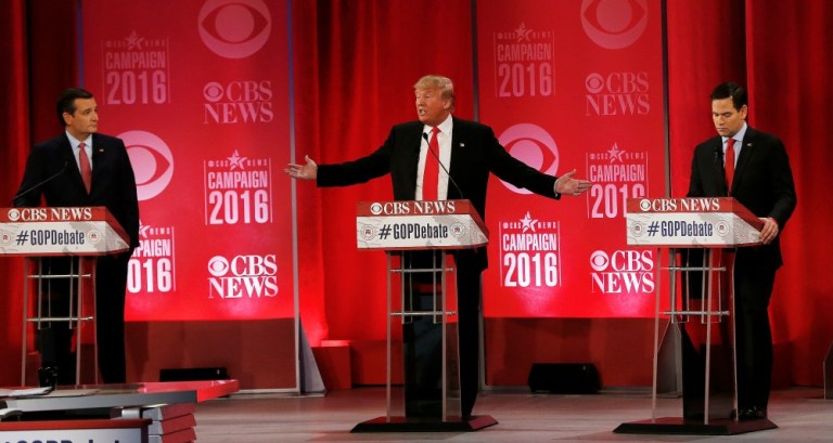 Ted Cruz leads the Emerson College poll with the support of 29 percent of likely primary voters, followed by Donald Trump at 28 percent, and Marco Rubio at 25 percent. (AP Photo)