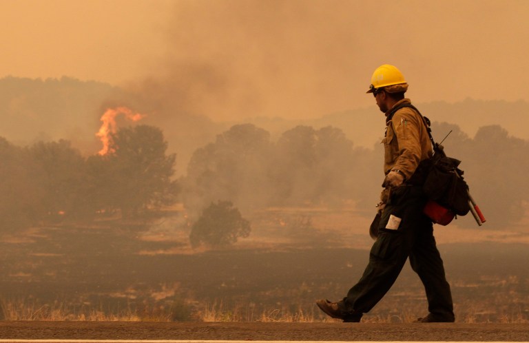 About half of the increase in forest fires in the western United States can be attributed to climate change, according to a study released Monday. (AP Photo/Jae C. Hong)