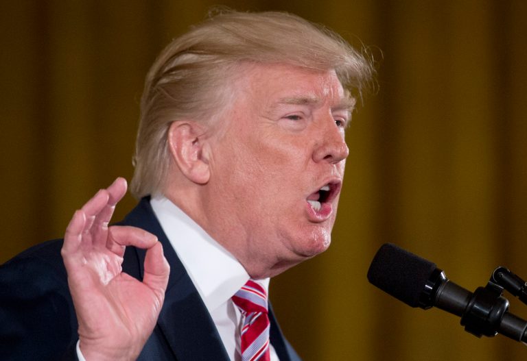 President Donald Trump speaks in the East Room at the White House in Washington. (AP Photo/Carolyn Kaster)