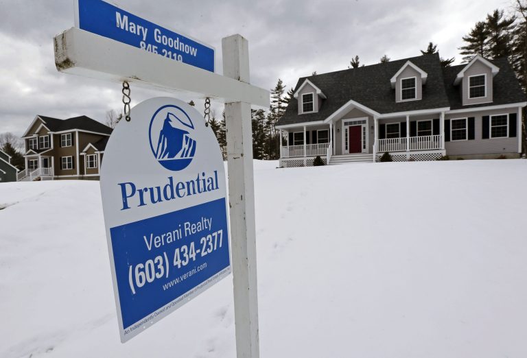 FILE - In this March 5, 2013 file photo, a home is for sale in Auburn, N.H.  Standard & Poor's/Case-Shiller reports on home prices in December on Tuesday, Feb. 25, 2014. (AP Photo/Charles Krupa, File)
