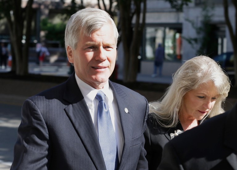 Former Virginia Gov. Bob McDonnell, left, and his wife Maureen arrivingÃÂ at Federal court in Richmond, Va., in May 2014, for a hearing on the corruption charges filed against them.ÃÂ McDonnellÃÂ was recently found guilty on 11 corruption counts, she was found guilty on eight.ÃÂ (AP Photo/Steve Helber)