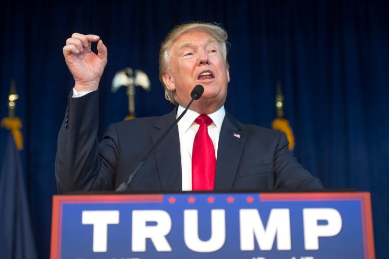 Republican presidential candidate Donald Trump praised law enforcement officials and police for handling situations like such as the one developing in California. (AP Photo/Cliff Owen)