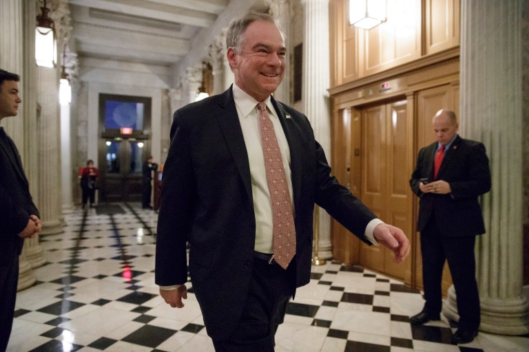 In a new poll, Kaine leads by at least 20 points over both potential challengers. (AP Photo/J. Scott Applewhite)