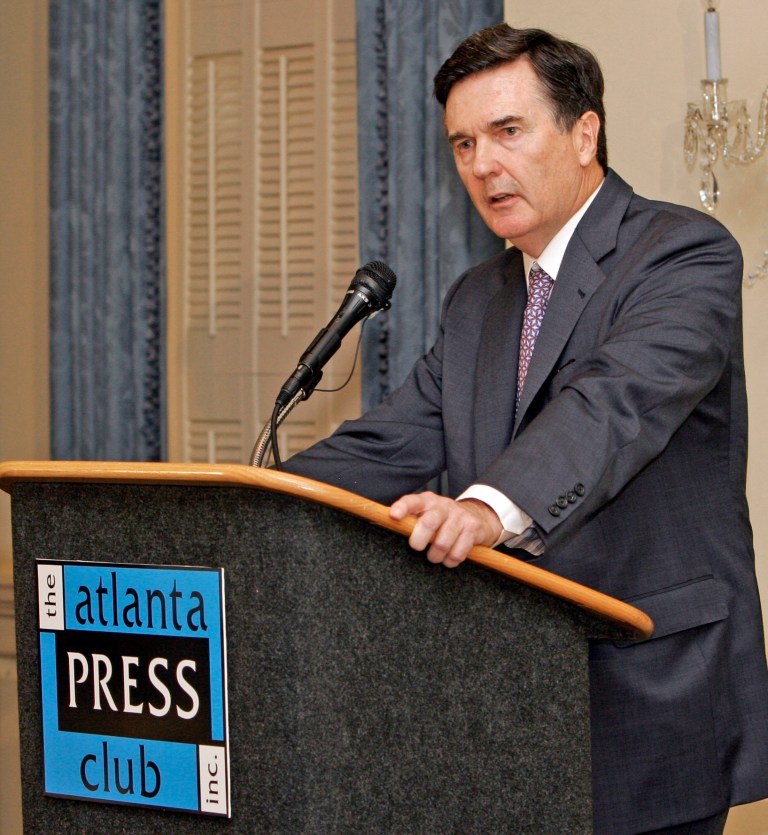 Federal Reserve Bank of Atlanta President Dennis Lockhart speaks at an Atlanta Press Club luncheon,Thursday, Sept. 6, 2007 in Atlanta, Ga. (AP Photo/Gene Blythe)