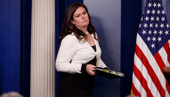 "The president is not a liar," Sarah Sanders said. "I think it's frankly insulting that that question would be asked." (AP Photo/Evan Vucci)