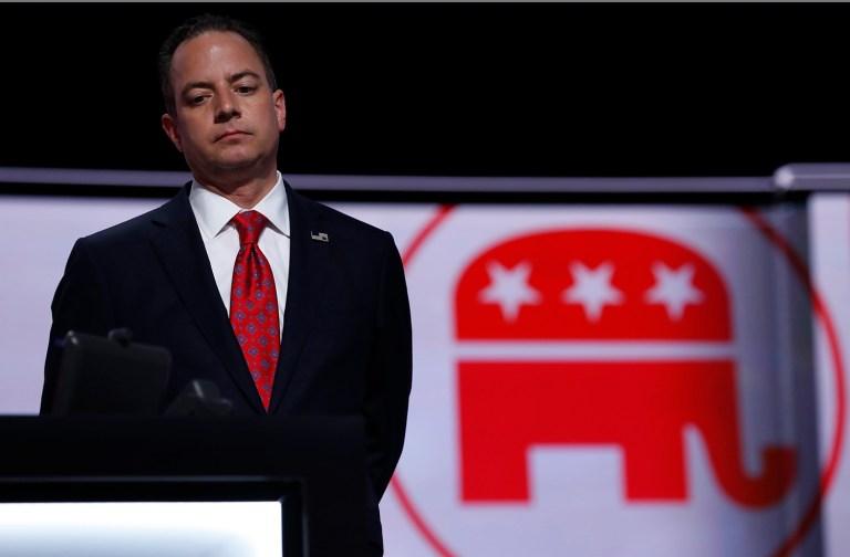 More than 100 Republican officials around the country, including two members of Congress, have asked Republican National Committee chairman Reince Priebus to cut funding for Donald Trump's struggling presidential campaign and redirect that money to protecting vulnerable lawmakers. (AP Photo/Carolyn Kaster)
