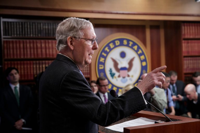 Mitch McConnell said bipartisan talks are continuing in an effort to strike a deal on a government funding measure 