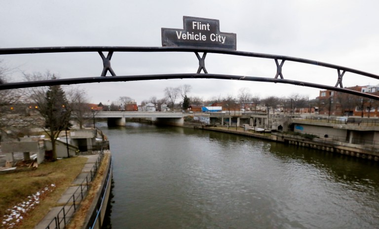 Flint River in Flint, Michigan.