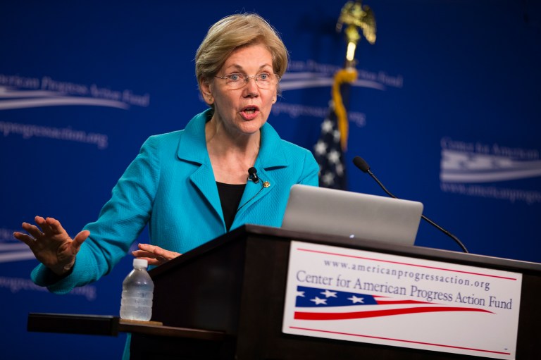Using a common refrain used by pro-choice supporters, Sen. Elizabeth Warren said Gov. Mike Pence is 