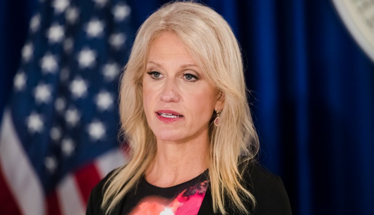 During the meeting, Kellyanne Conway reflected on the president's first year in office and offered a taste of Trump's State of the Union. But the White House counselor hardly mentioned the president's agenda for Africa. (AP Photo/Matt Rourke)