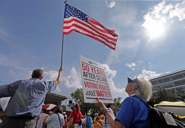 In a Daily Beast column, voting rights activist Gary May urged Fox News moderators Bret Baier, Megyn Kelly and Chris Wallace to call out particular GOP candidates on voter restriction.Â (AP Photo/Chuck Burton)