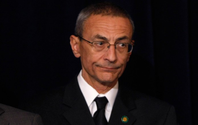 Podesta said that the New York Times was saving a story on Hillary Clinton's personal email server for a "nice front page Sunday Times liar, liar, pants on fire, all smoke no substance piece." (AP Photo)