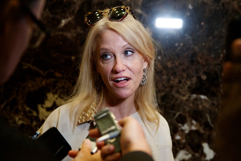 Kellyanne Conway rejected criticism of Donald Trump's decision to name Steve Bannon, former campaign CEO and head of Breitbart News, as his chief strategist. (AP Photo)