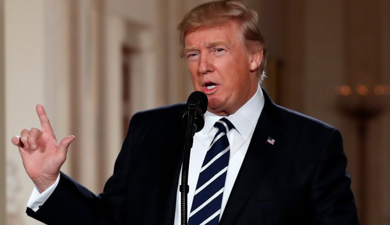 The president will release his budget request this month with the cuts included, according to a draft budget document obtained by the Washington Post. (AP Photo/Carolyn Kaster)