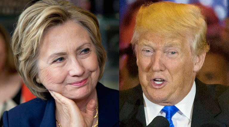 Hillary Clinton and Donald Trump are competitive in an early poll of three swing states, Florida, Ohio and Pennsylvania, where they are virtually tied. (AP images)